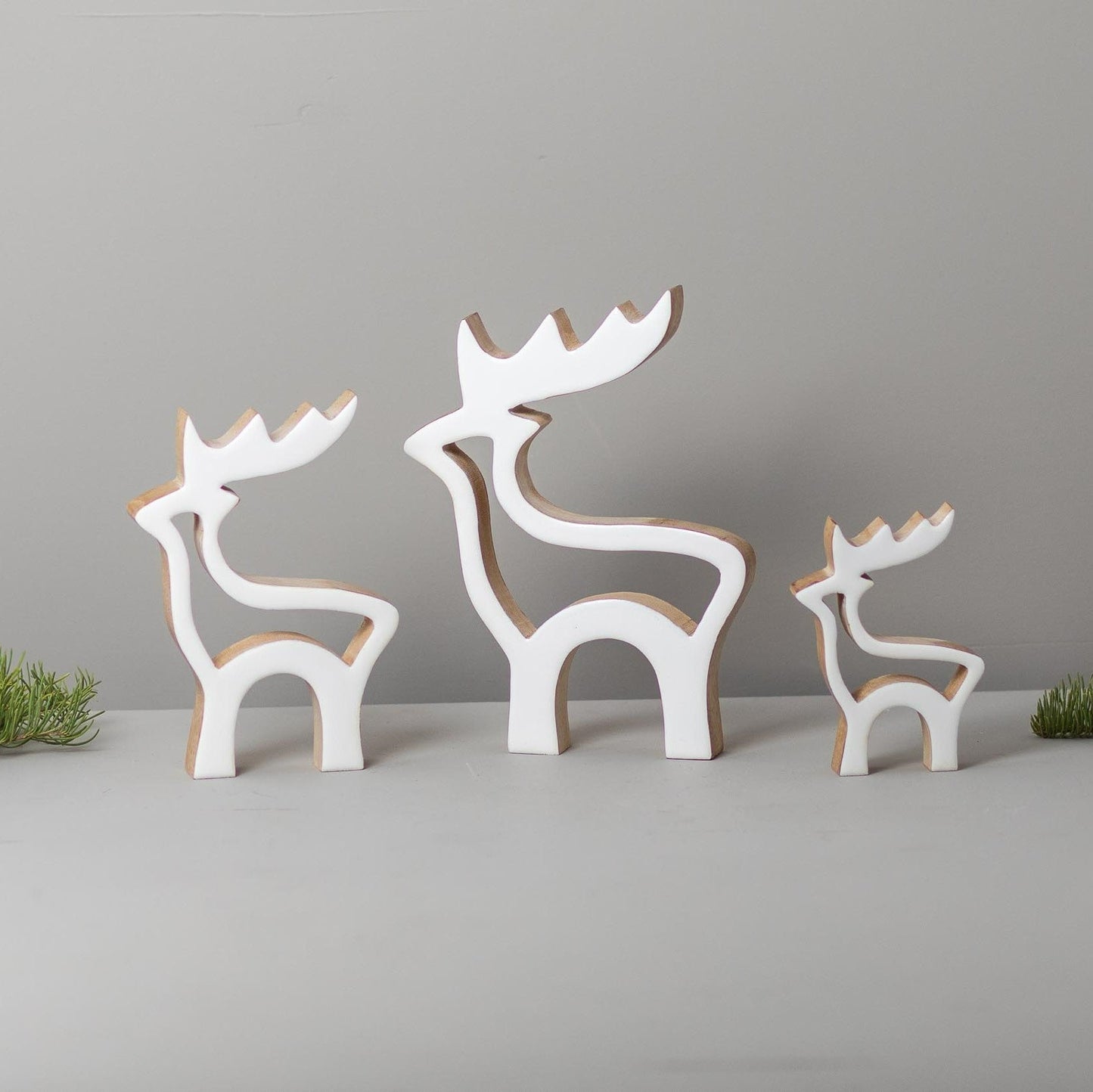 Mango Wood & Enamel Cut Out Reindeer, Large