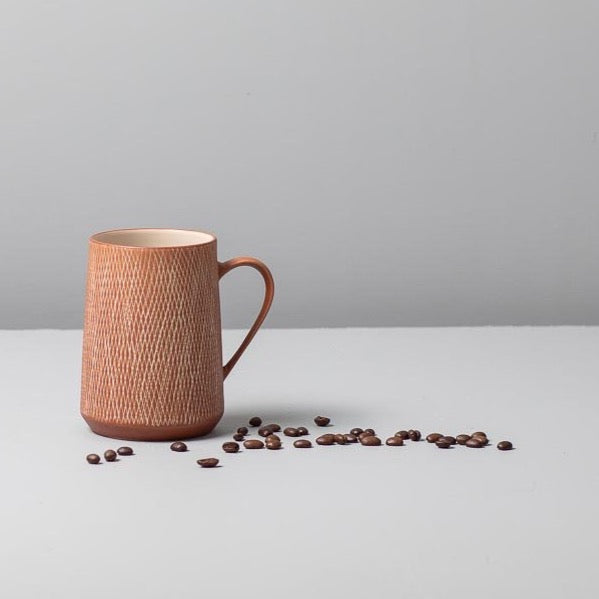 Rust Crosshatch Mug, Set of 4