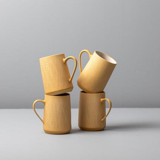 Marigold Crosshatch Mug, Set of 4