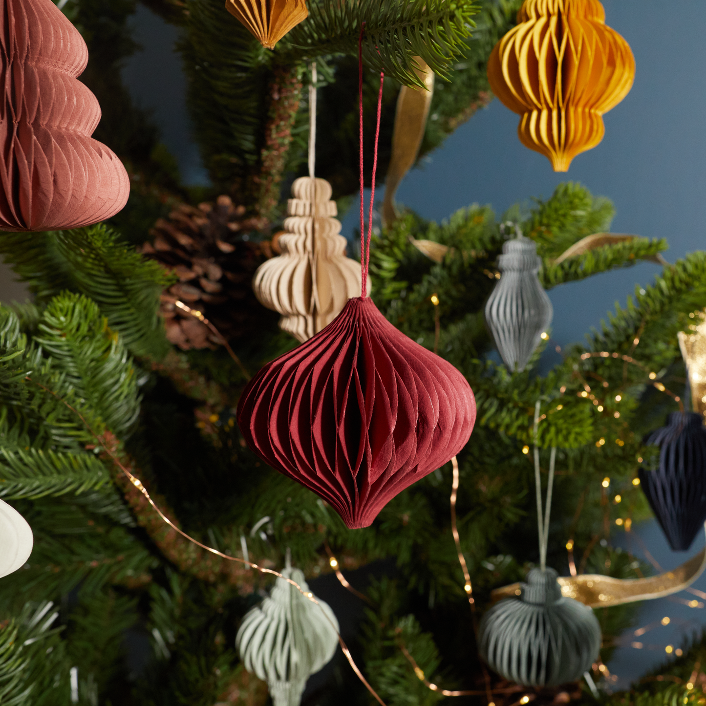 Recycled Paper Accordion Ornaments Set of 10
