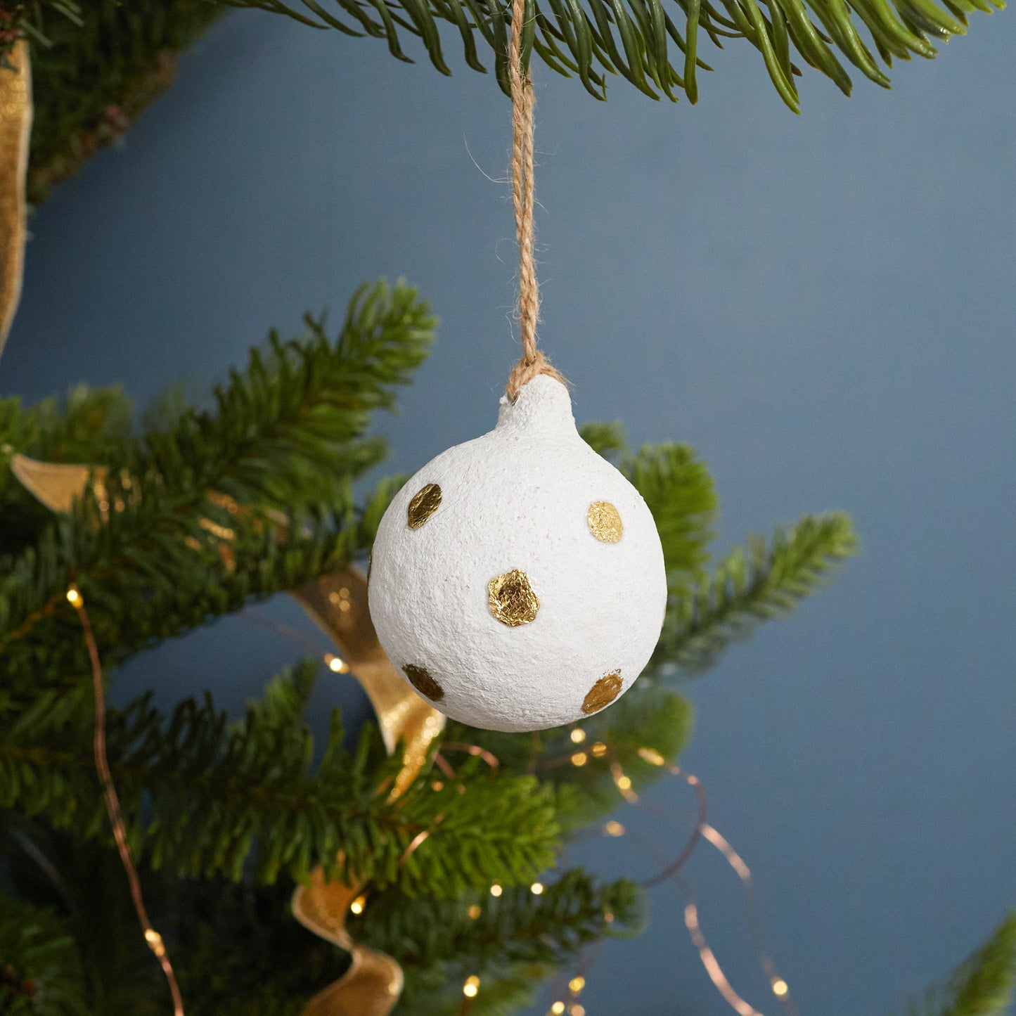 Cotton Mache Dotted Ball Ornament, Set of 4