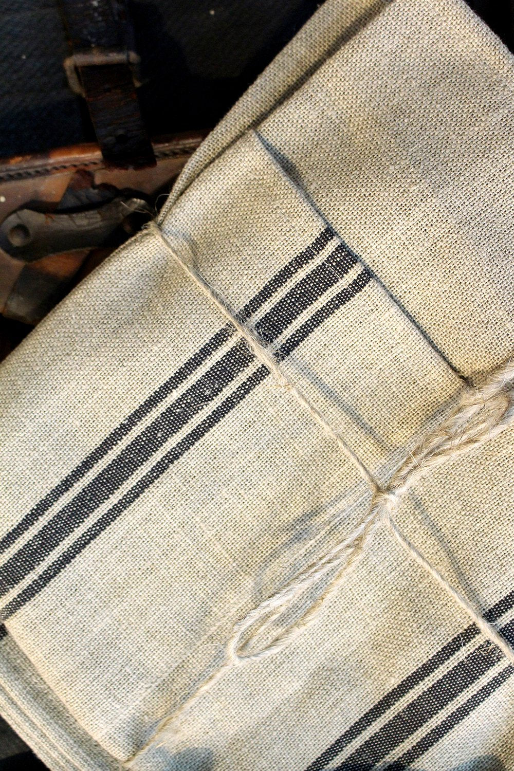 Thieffry Black Monogramme Linen Dish Towel (28" x 20.5") - French Dry Goods