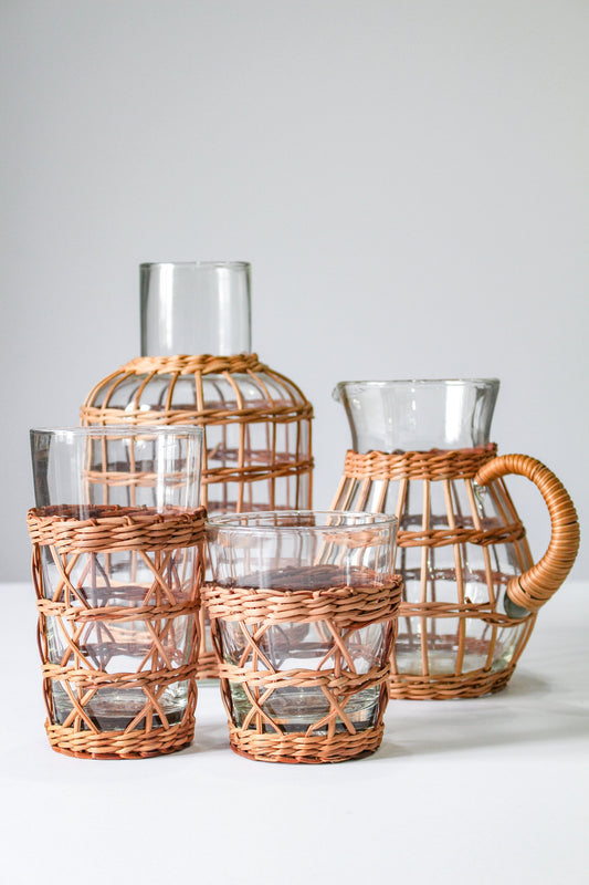 Rattan Cage Tall Pitcher