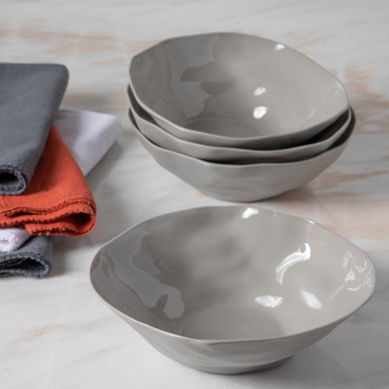 Tam Stoneware Side Bowl, Sterling, Set of 4