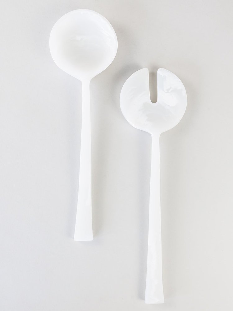Handmade Resin Salad Servers, Alabaster