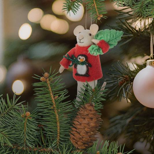 Felt Christmas Mouse Ornament