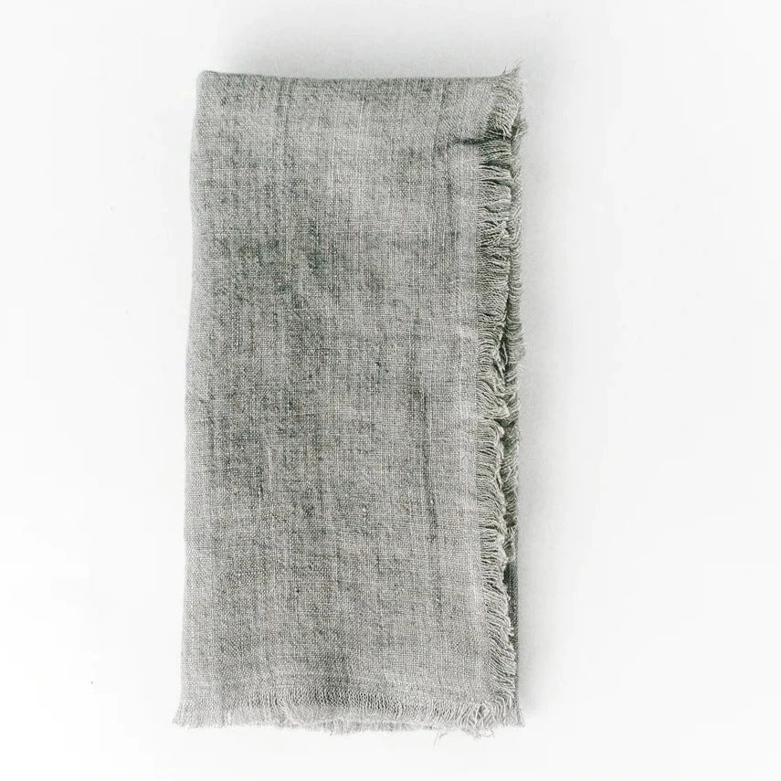 Stone Washed Linen Dinner Napkins, Grey, Set of 4