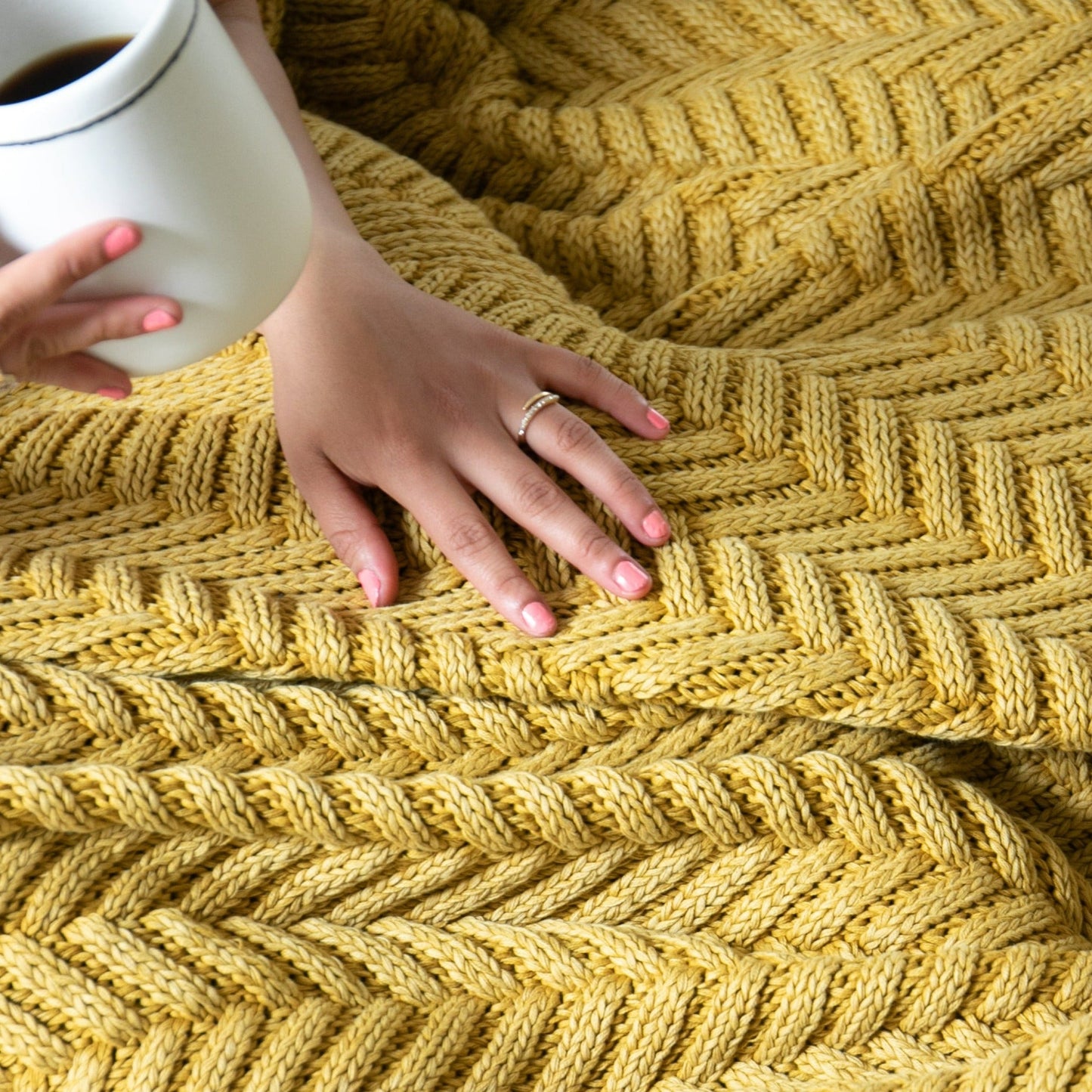 Belmont Chevron Throw, Washed Yellow