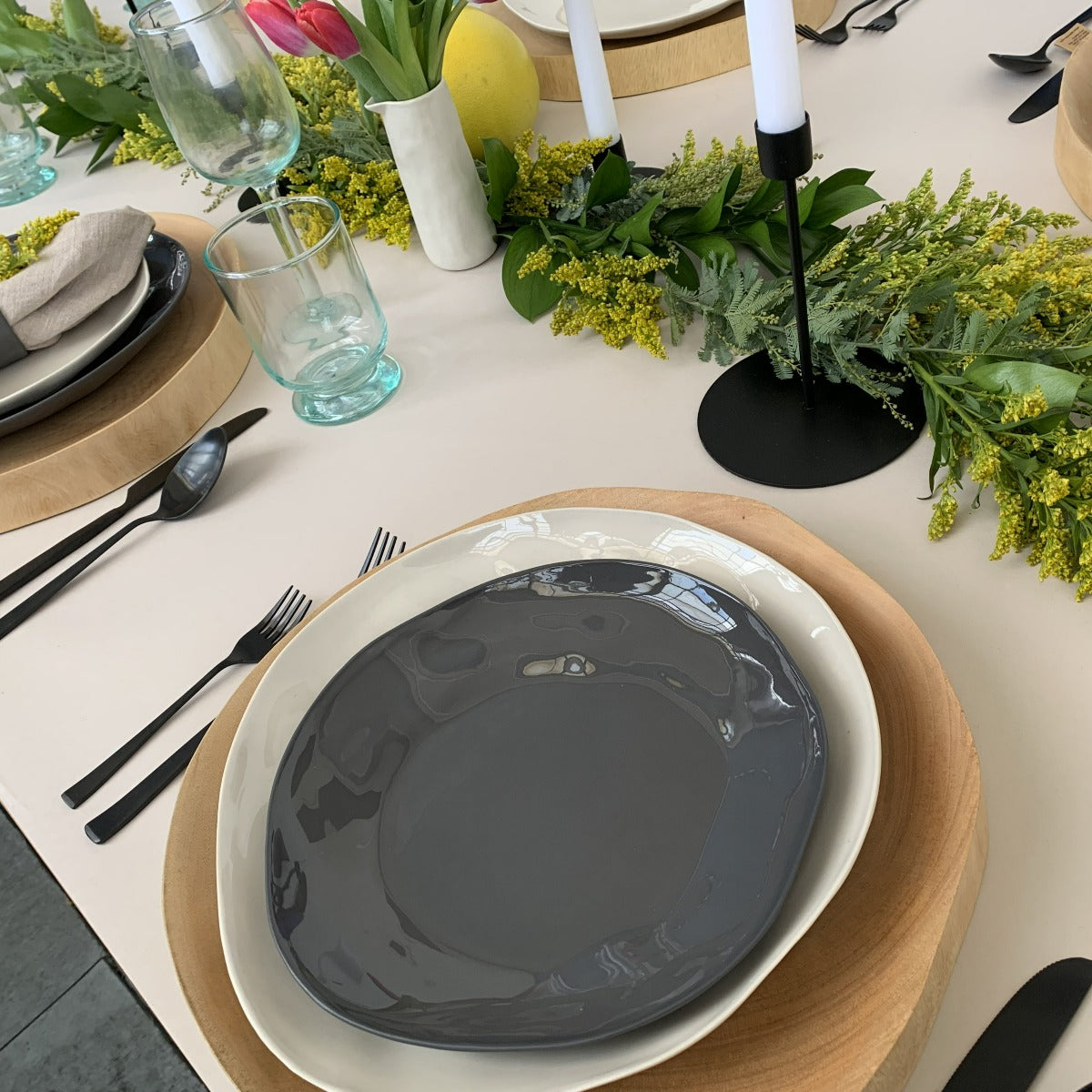 Tam Stoneware Platter, Pearl