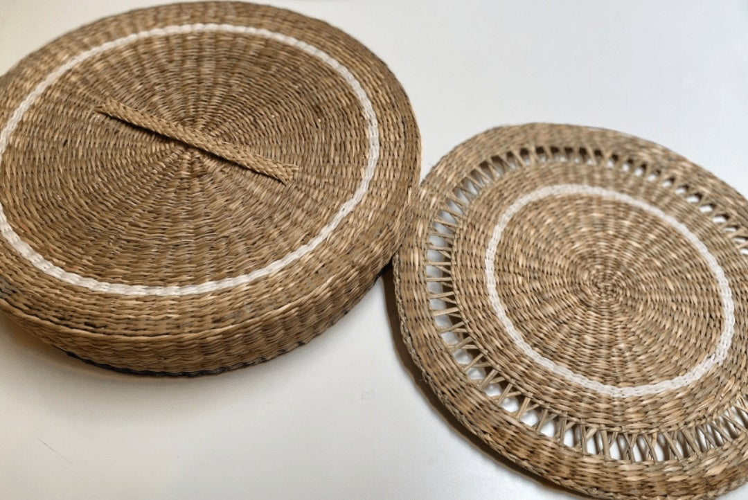 Woven Seagrass Placemats with Holder - White (Set of 6)