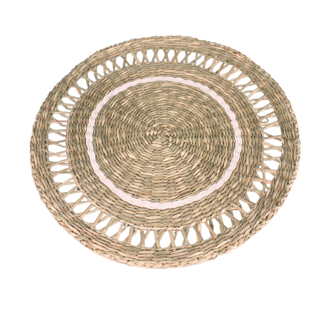 Woven Seagrass Placemats with Holder - White (Set of 6)