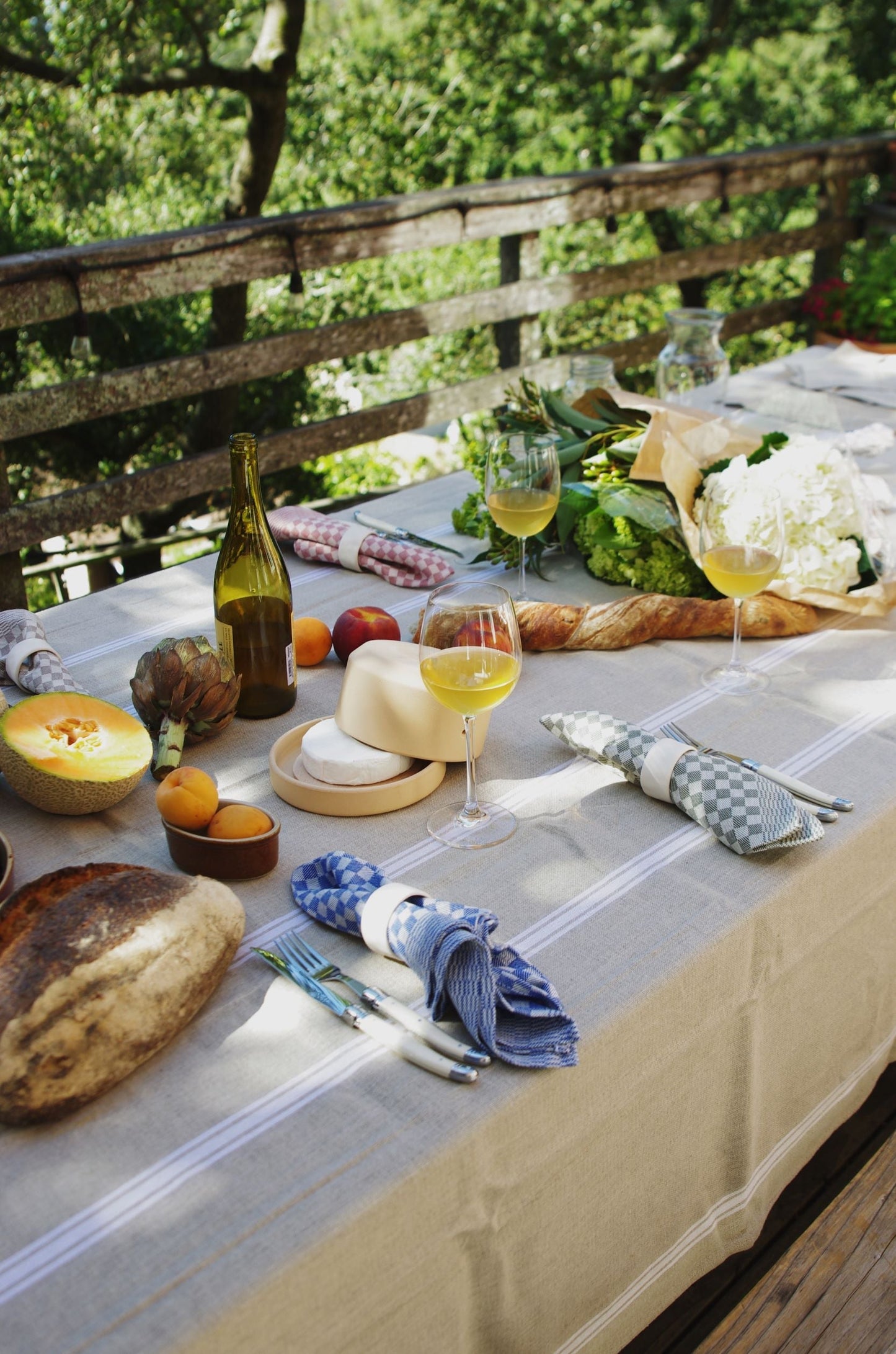 Thieffry Belgian Linen Tablecloth, Rectangle, Blue
