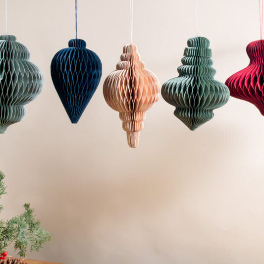 Recycled Paper Large Ornaments, Set of 5