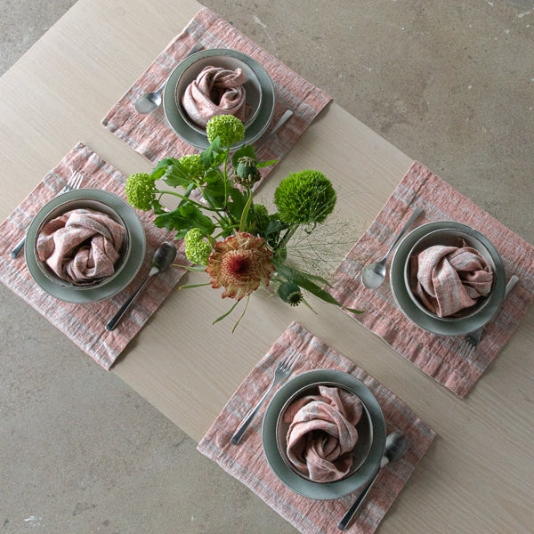 Multistripe Placemat, Brick and Natural, Set of 4