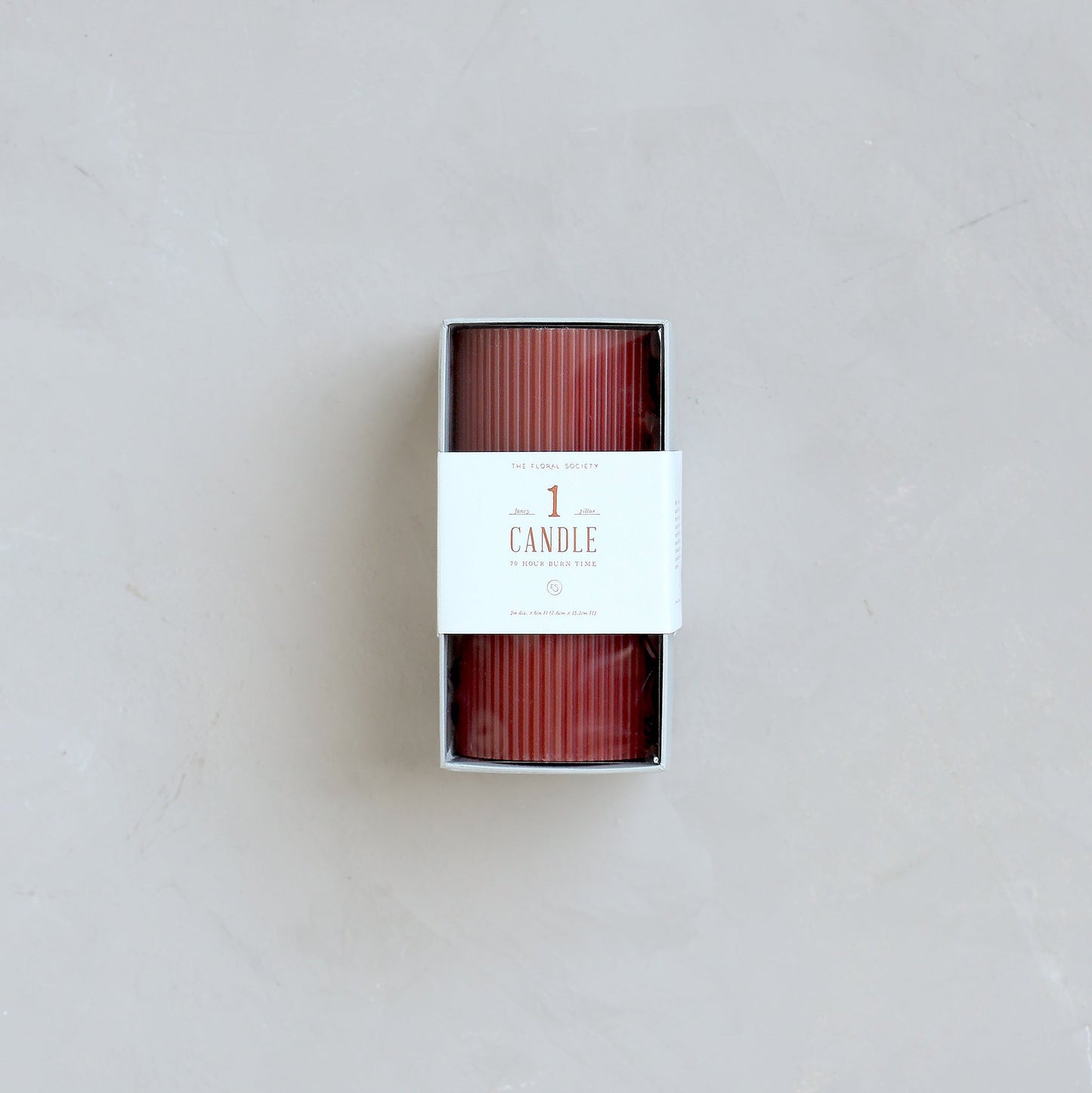Ribbed Pillar Candle, Clay