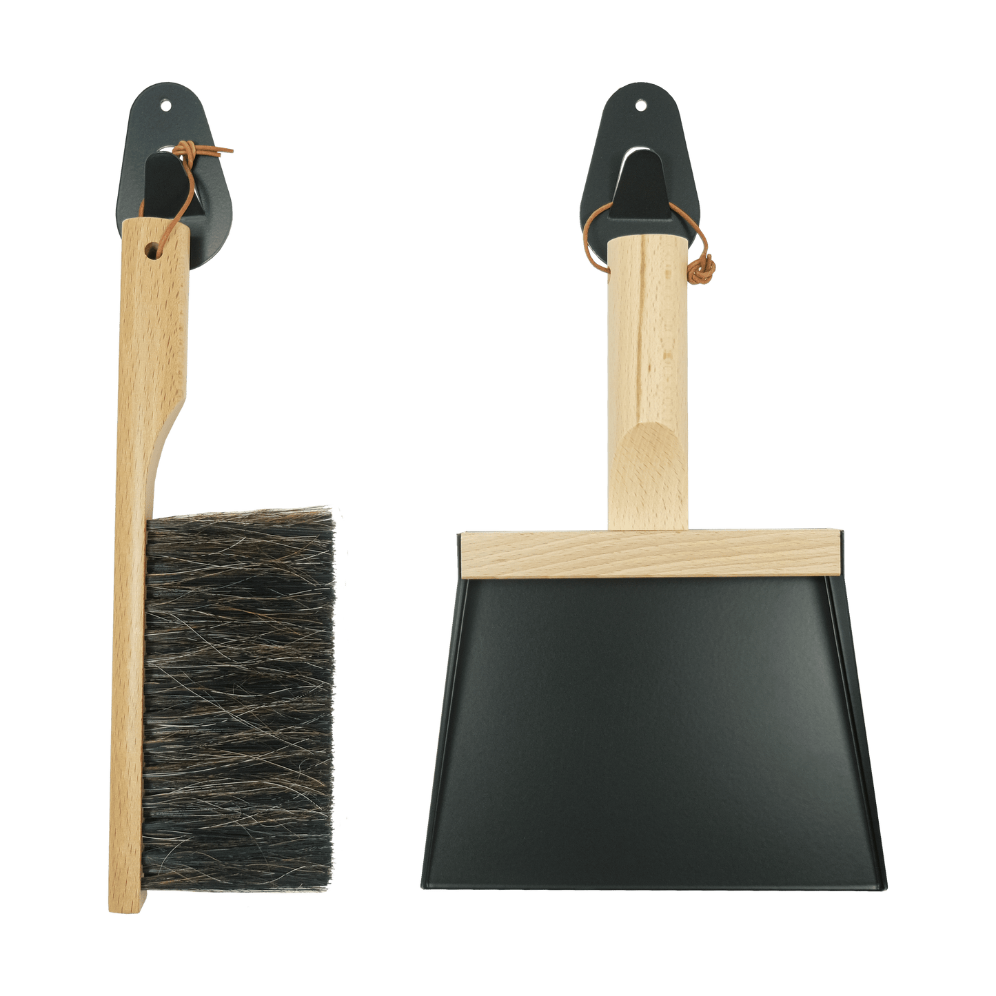 Andree Jardin "Mr & Mrs Clynk" Black Hand Brush, Dustpan and Wall Hooks