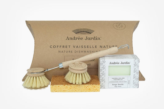 NATURAL Andree Jardin Dish SET/mint & citrus w/ sponge