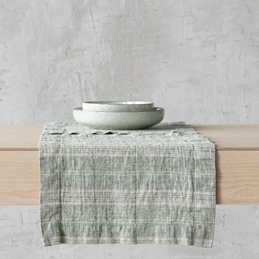 Multistripe Placemat, Forest Green and Natural,