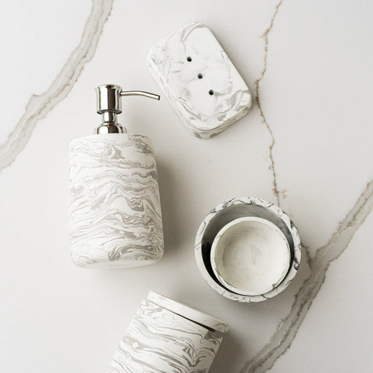 Marbled Cement Soap Dispenser, Gray