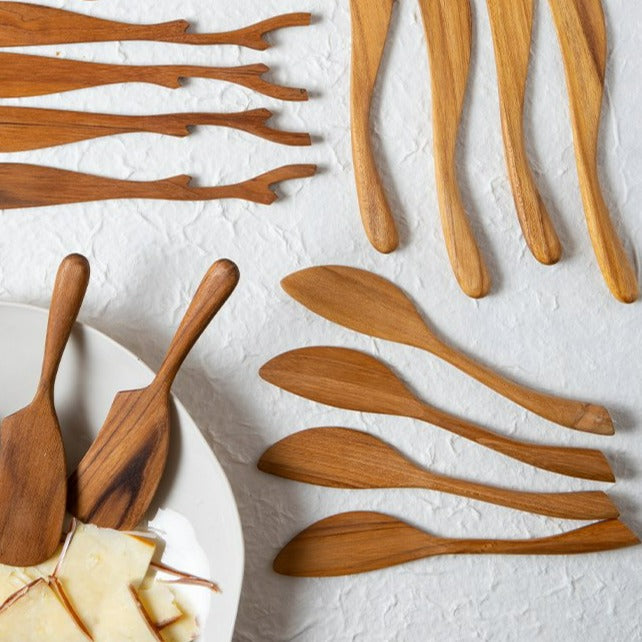 Teak Wave Spreaders, Set of 4