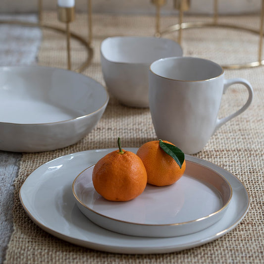 24k Gold Tam Stoneware Mug, Pearl, Set of 2