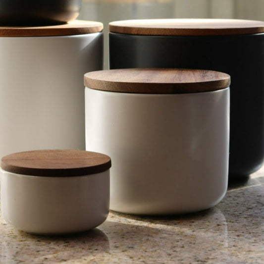 Brampton Stoneware Canister, White, Medium