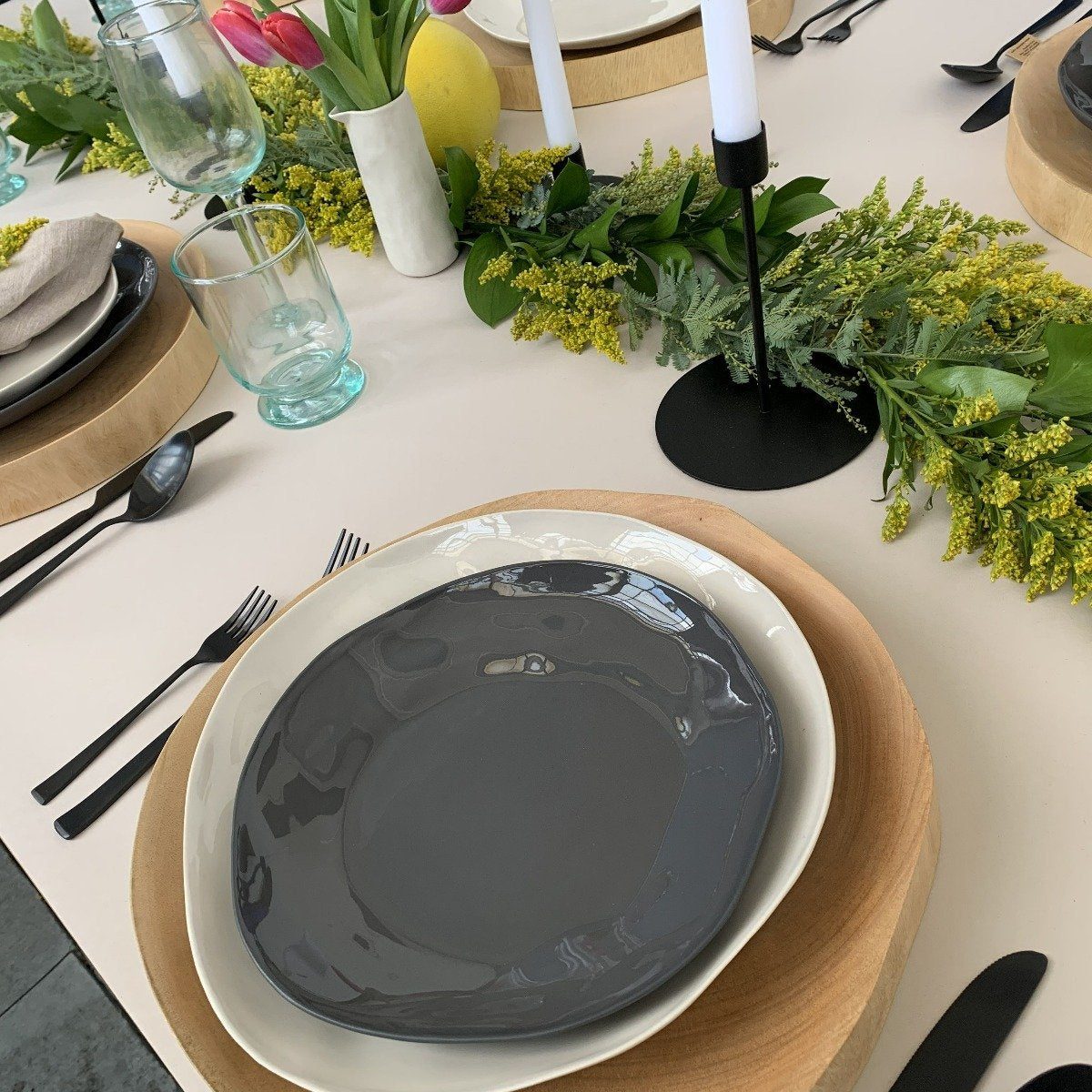 Tam Stoneware Side Plate, Slate, Set of 4