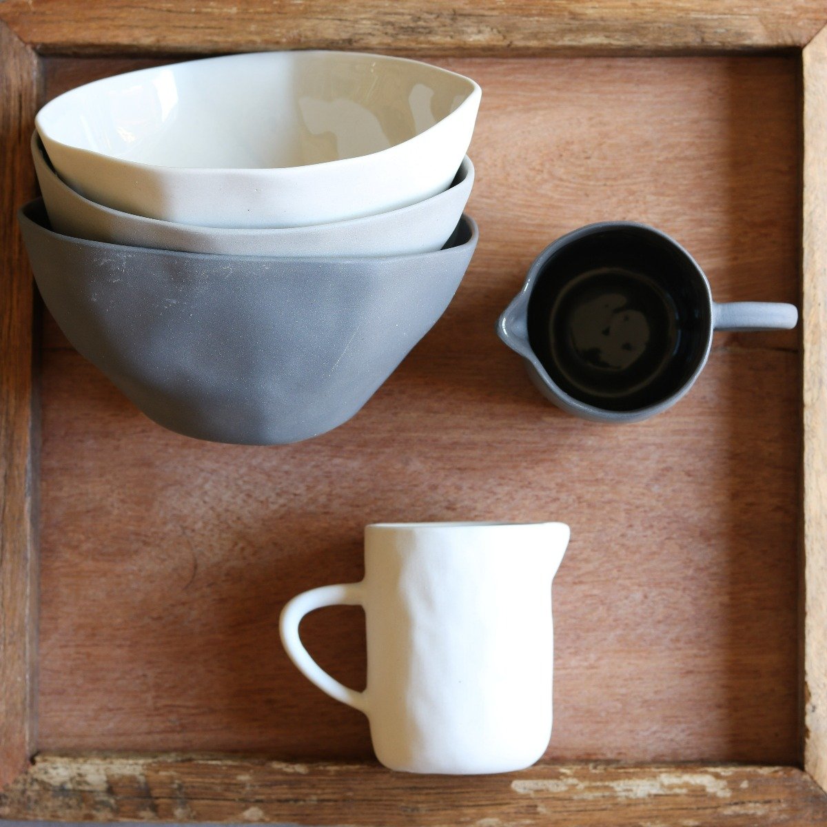 Tam Stoneware Dessert Bowl, Slate, Set of 4
