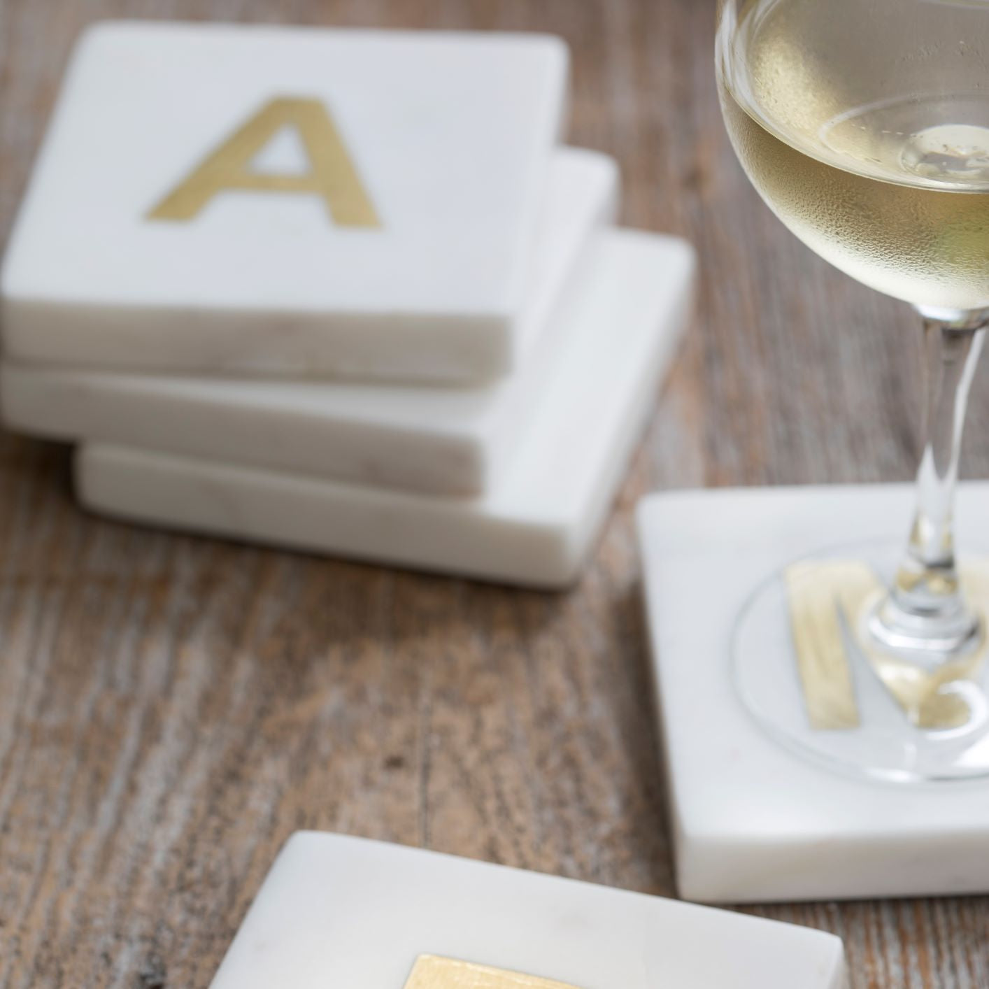 Verona Marble Monogram Coasters Set of 4 - Letter A