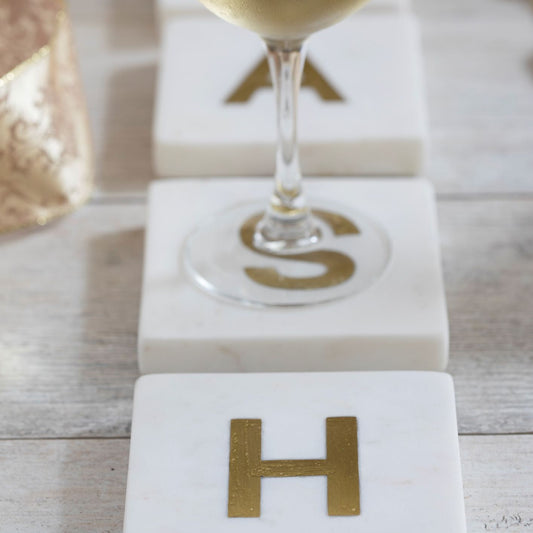 Verona Marble Monogram Coasters Set of 4 - Letter H