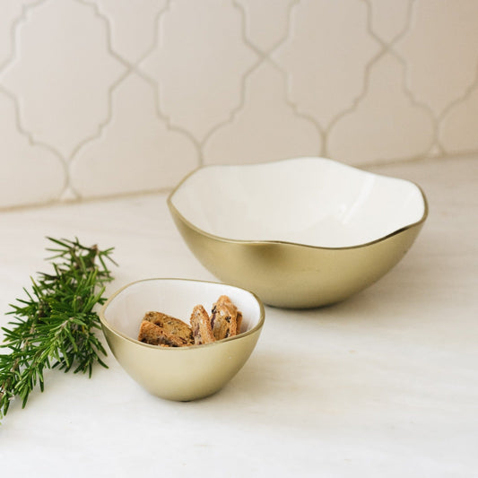 Champagne & Enamel Wave Edge Bowl, Small