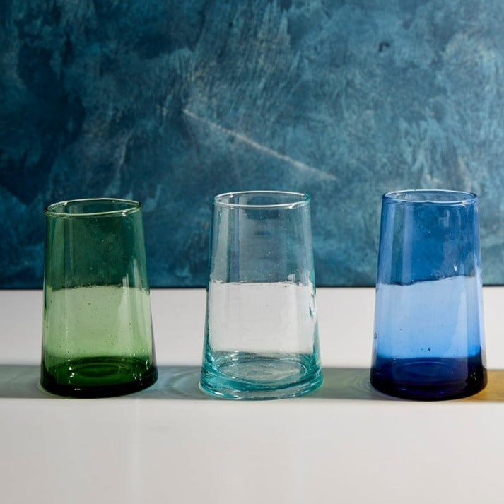 Recycled Tall Cone Glass, Blue