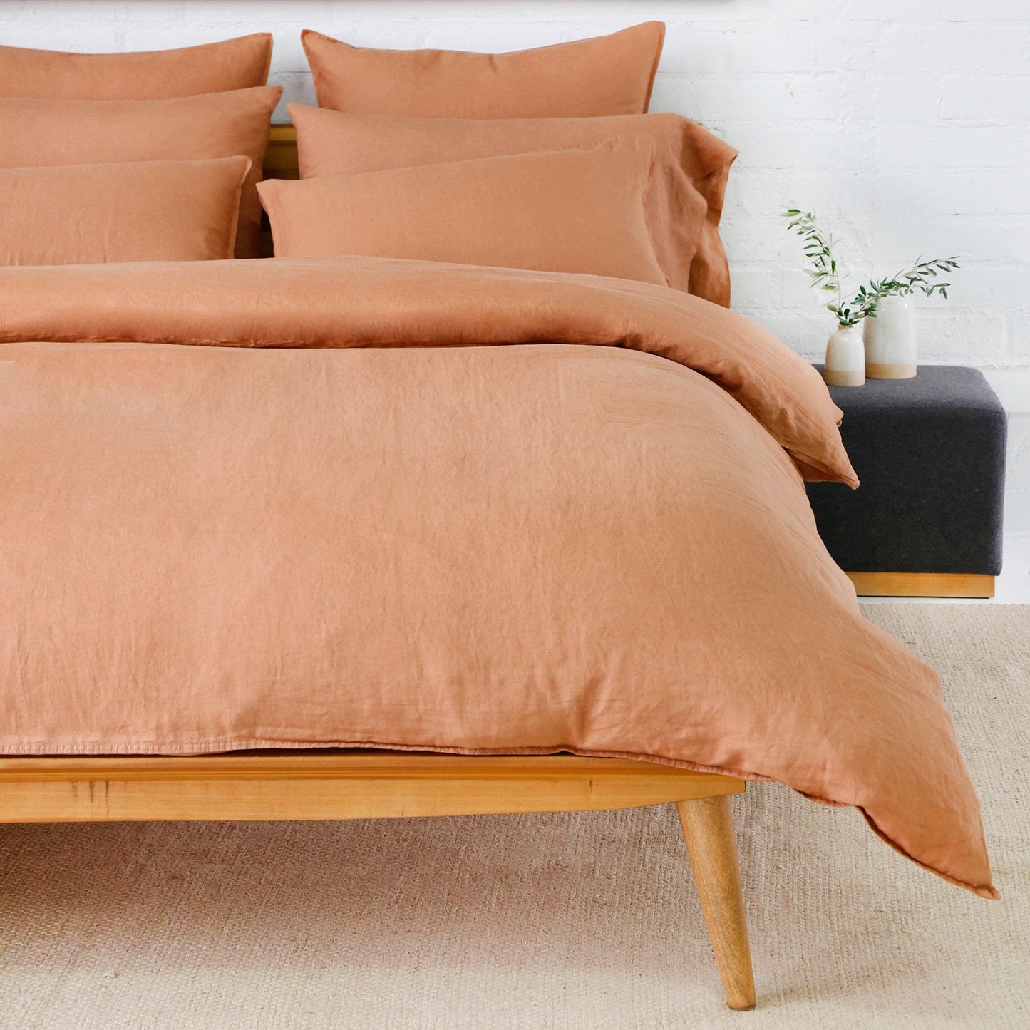 Parker Linen King Duvet Set, Terra Cotta