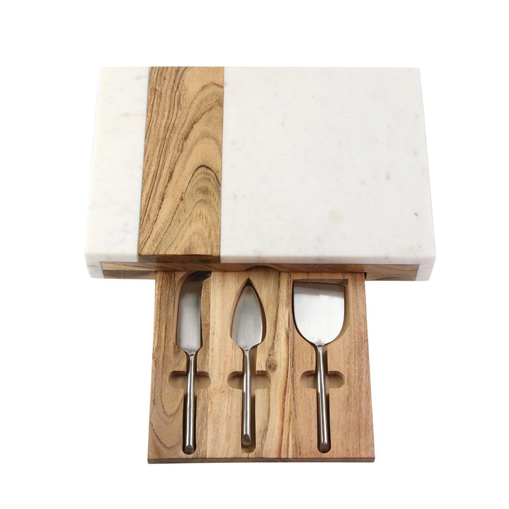 White Marble & Acacia Pocket Drawer (Board Only)