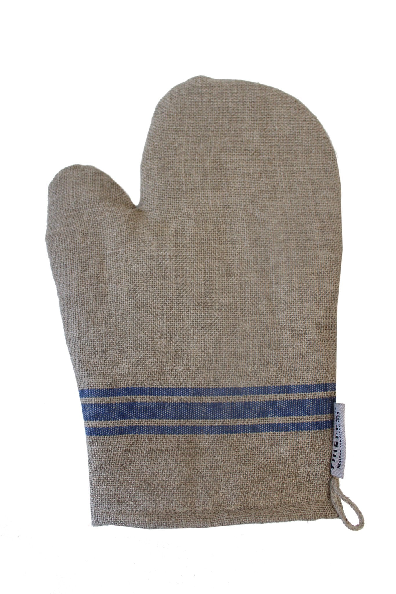 Thieffry Blue Monogramme Linen Oven Mitt (Set of 2)