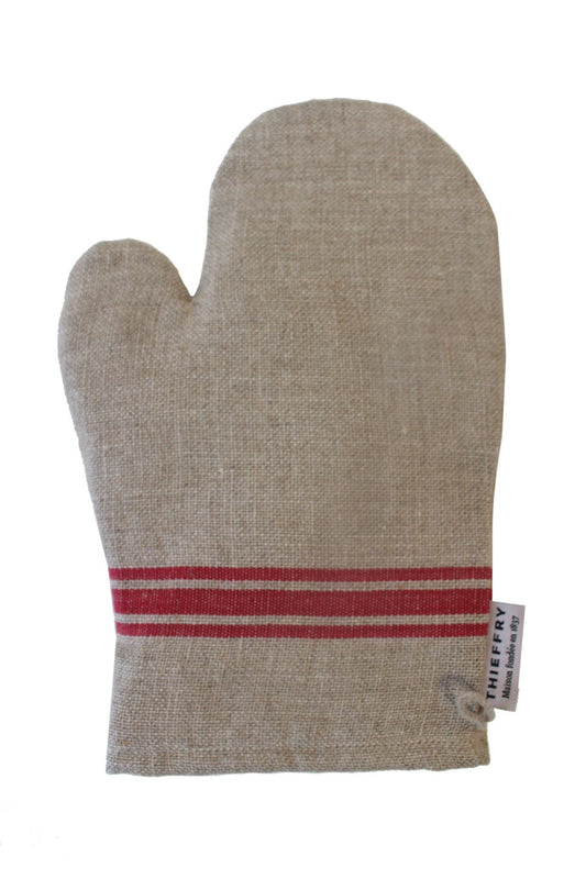 Thieffry Red Monogramme Linen Oven Mitt (Set of 2)