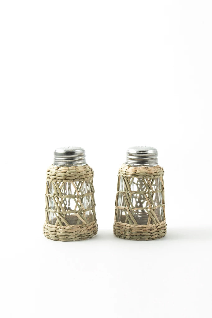 Seagrass Cage Salt & Pepper Set - Glass - Seagrass - Brand_Seagrass & Rattan - Kitchen_Serveware - Serving Pieces - Seagrass-Salt-Pepper-Edit