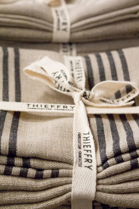 Thieffry Dish Towels Black Stripe & Natural (Set of 2)