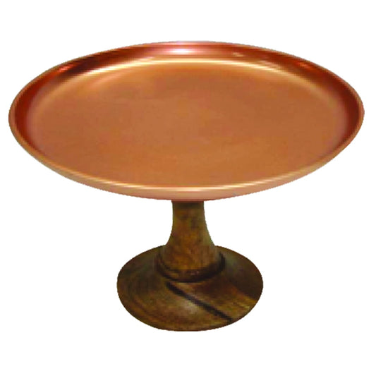 Copper Cake Platter with Teak Base Small