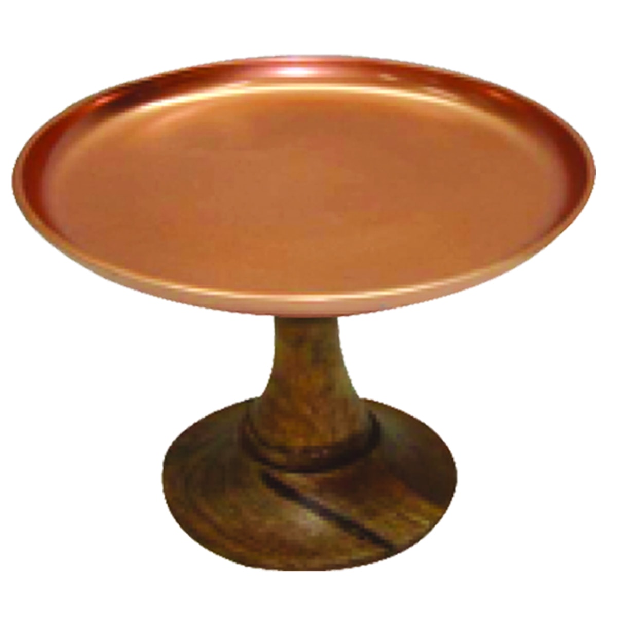 Copper Cake Platter with Teak Base Small