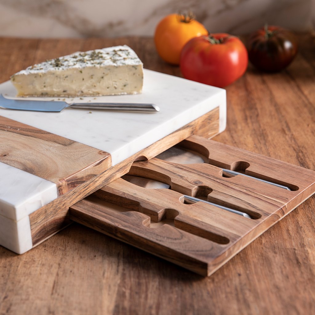 White Marble & Acacia Pocket Drawer (Board Only)