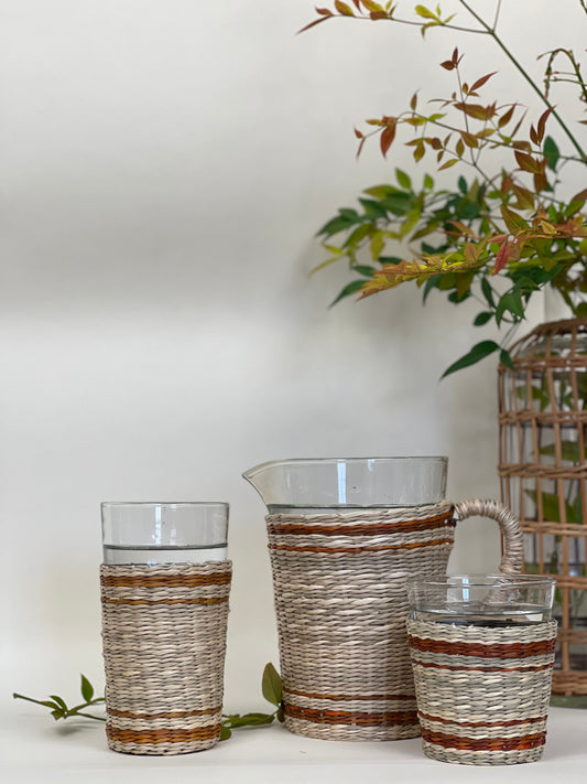 Seagrass Highball Brown Stripe Set of 4