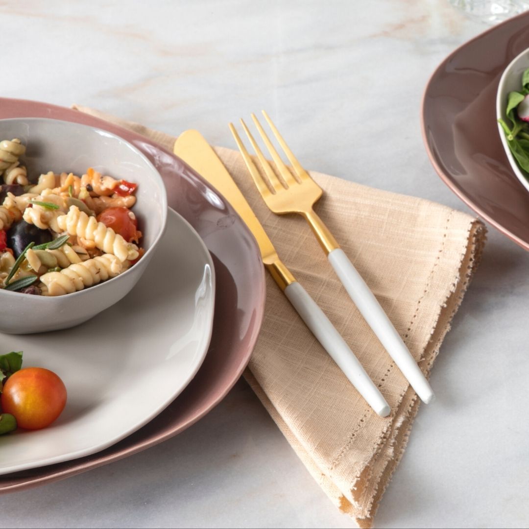 Tam Stoneware Dinner Plate, Terracotta Rose, Set of 4