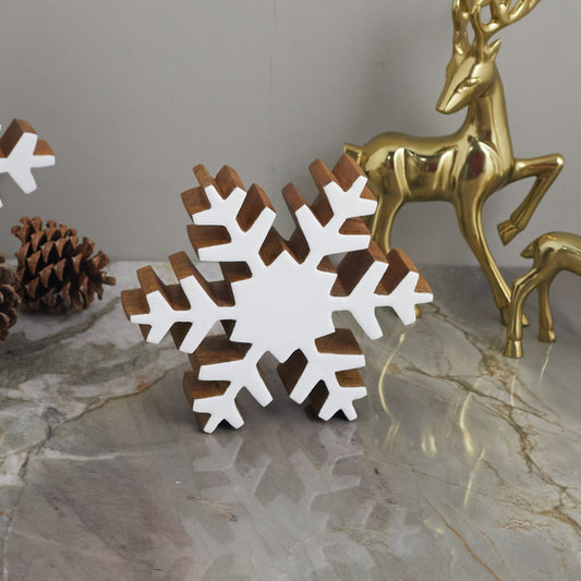 Mango Wood & Enamel Snowflake, Small
