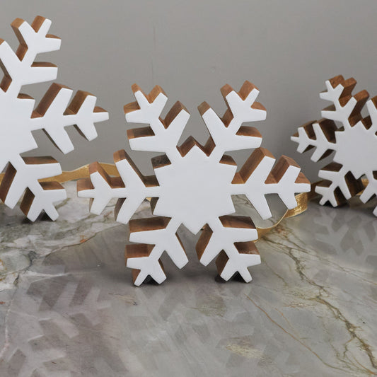 Mango Wood & Enamel Snowflake, Medium