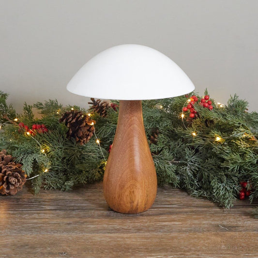 Mango Wood & Enamel Mushroom, Oversized Large