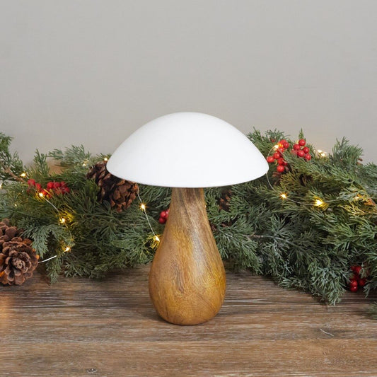Mango Wood & Enamel Mushroom, Oversized Medium