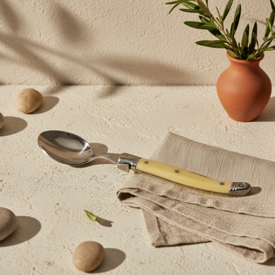 Laguiole Coffee Spoon, Pale Horn
