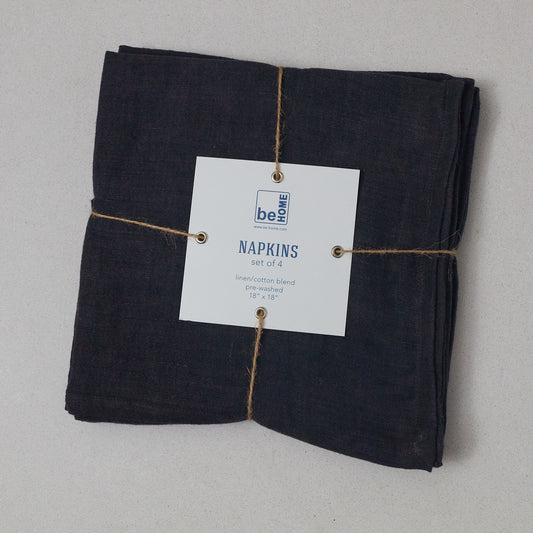 Linen Napkins, Charcoal,  Set of 4