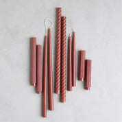 Ribbed Taper Candle, Set of 2, Clay